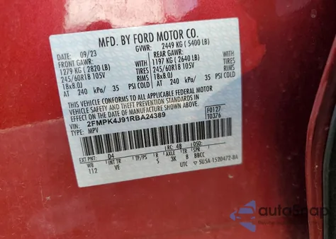 2024 Ford Edge Sel from USA, damaged, VIN 2FMPK4J91RBA24389